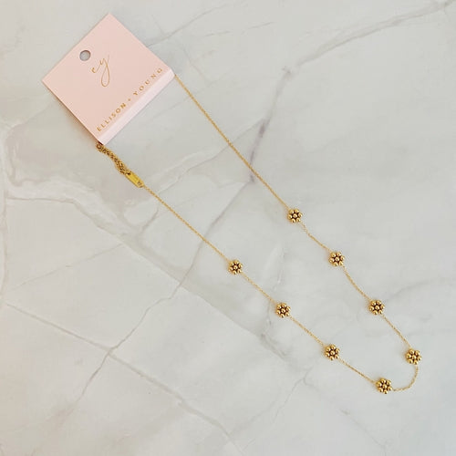 Dainty Golden Bead Flower Necklace - Waterproof Stainless Steel ORIZON