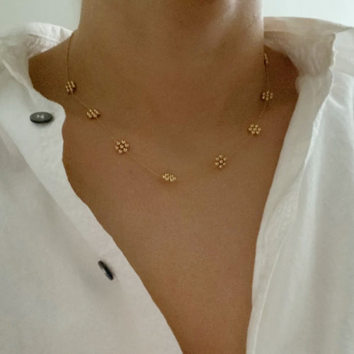 Dainty Golden Bead Flower Necklace - Waterproof Stainless Steel ORIZON