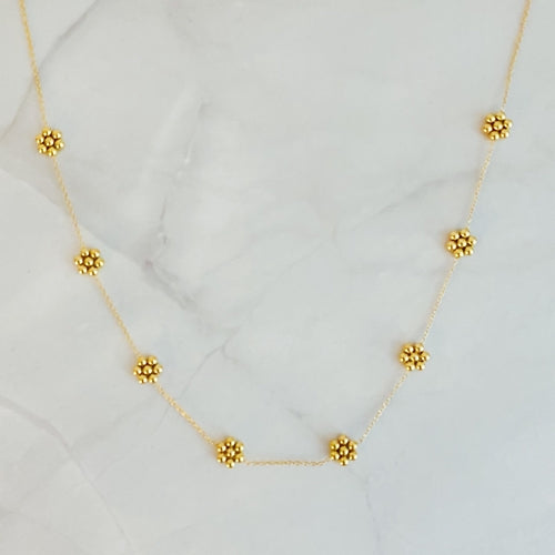 Dainty Golden Bead Flower Necklace - Waterproof Stainless Steel ORIZON