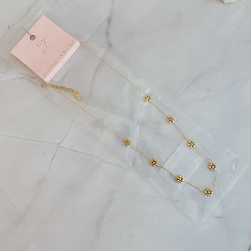 Dainty Golden Bead Flower Necklace - Waterproof Stainless Steel ORIZON