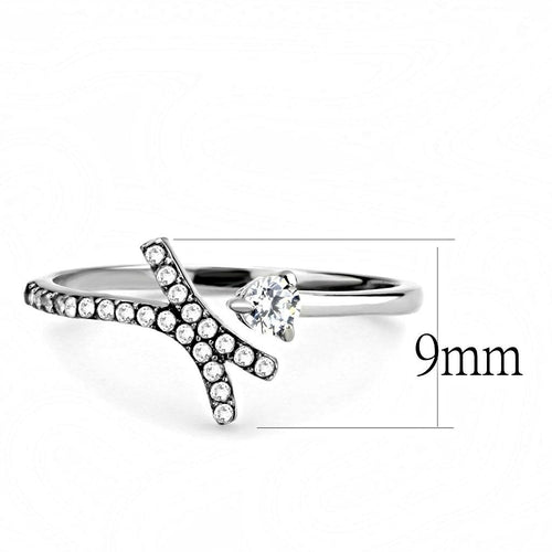 DA145 - High polished (no plating) Stainless Steel Ring with AAA Grade ORIZON
