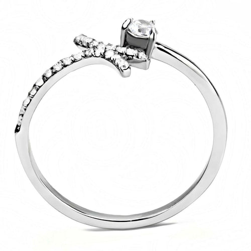 DA145 - High polished (no plating) Stainless Steel Ring with AAA Grade ORIZON