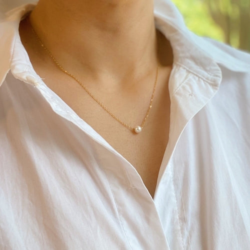 Dainty Single Pearl Necklace ORIZON