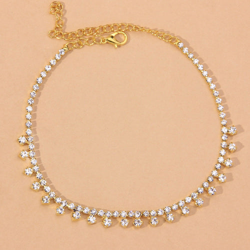 Rhinestone Water Drop Anklet Foot Jewelry for Women Silver/Gold ORIZON