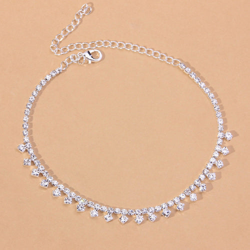 Rhinestone Water Drop Anklet Foot Jewelry for Women Silver/Gold ORIZON
