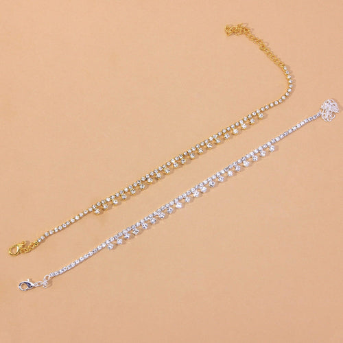 Rhinestone Water Drop Anklet Foot Jewelry for Women Silver/Gold ORIZON