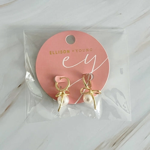 Bowed With Pearl Drop Earrings ORIZON