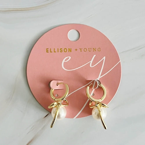 Bowed With Pearl Drop Earrings ORIZON