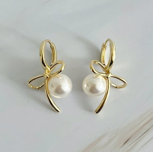 Bowed With Pearl Drop Earrings ORIZON