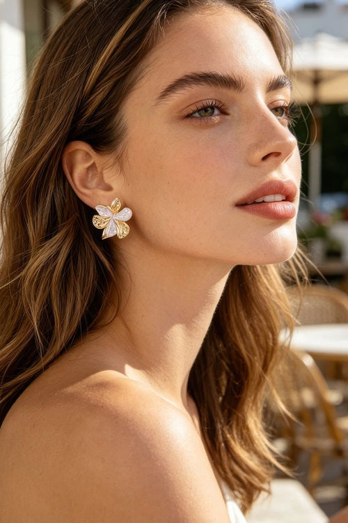 Modern Polished Blooming Flower Earrings ORIZON